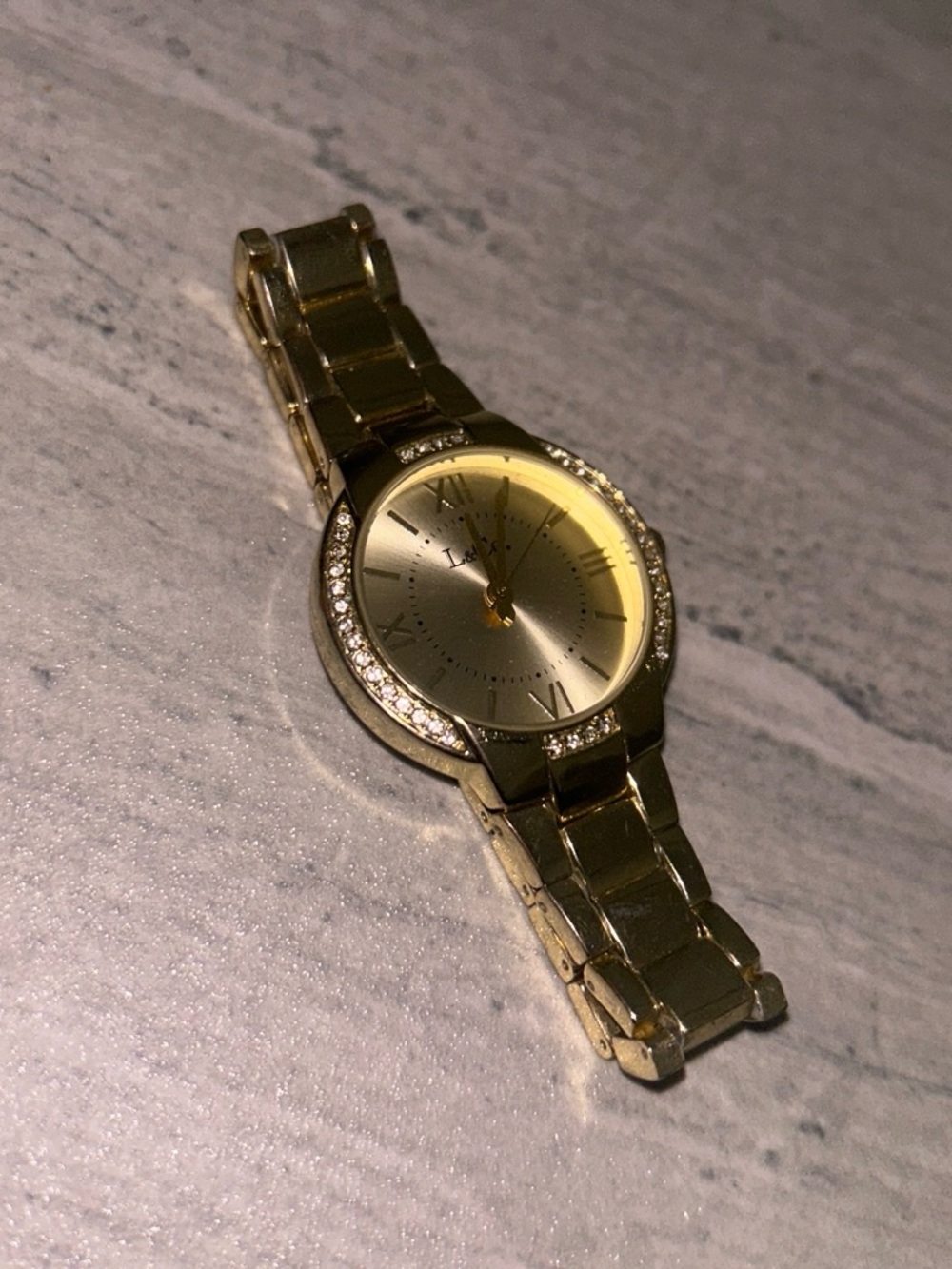 Gold-Tone Women's Crystal Accent Bracelet Watch